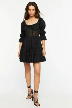 Poplin Tiered Mini Dress