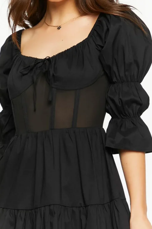 Poplin Tiered Mini Dress