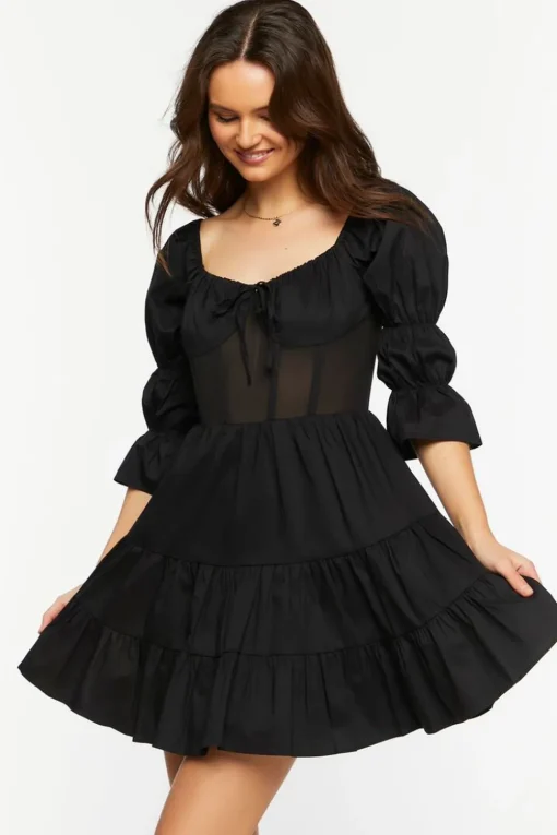 Poplin Tiered Mini Dress