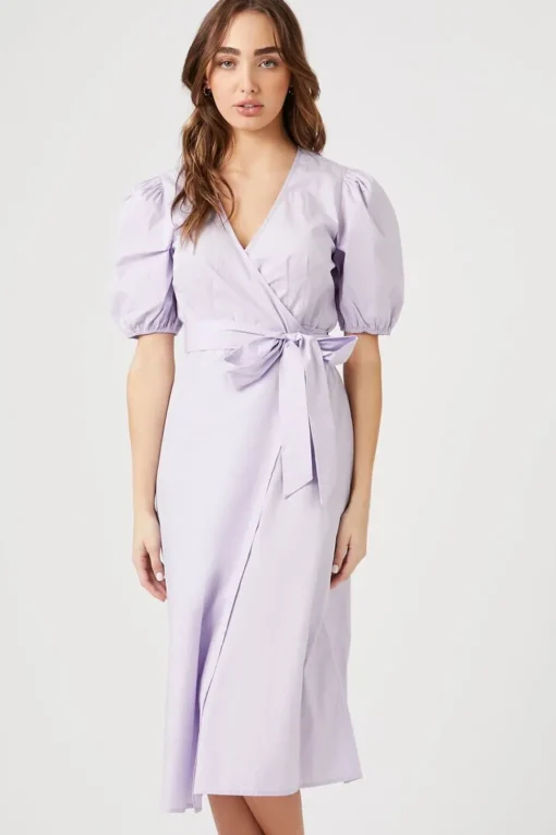 Poplin Wrap Midi Dress