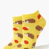Porcupine & Mushroom Print Ankle Socks