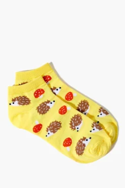 Porcupine & Mushroom Print Ankle Socks