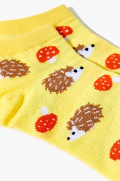 Porcupine & Mushroom Print Ankle Socks
