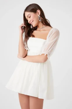 Puff-Sleeve Babydoll Mini Dress