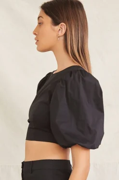 Puff-Sleeve Crop Top & Pants Set