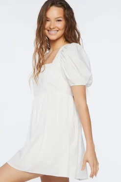 Puff-Sleeve Mini Dress