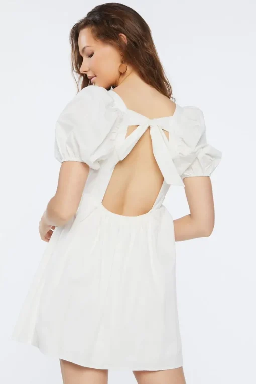 Puff-Sleeve Mini Dress