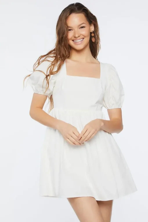 Puff-Sleeve Mini Dress