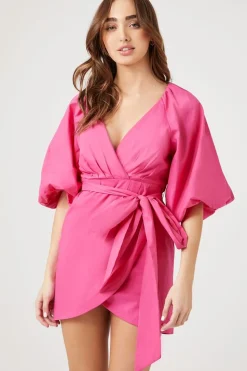 Puff-Sleeve Poplin Dress