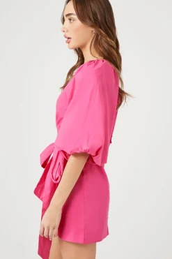 Puff-Sleeve Poplin Dress