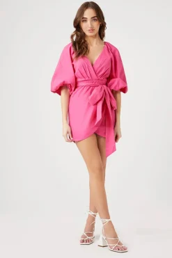 Puff-Sleeve Poplin Dress