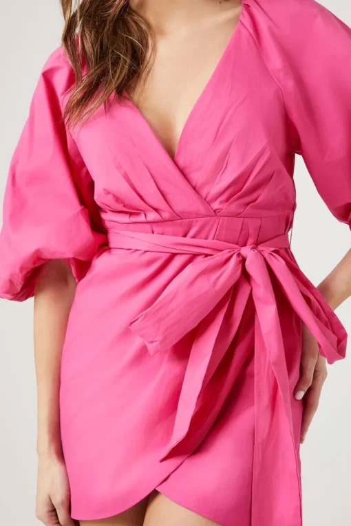 Puff-Sleeve Poplin Dress
