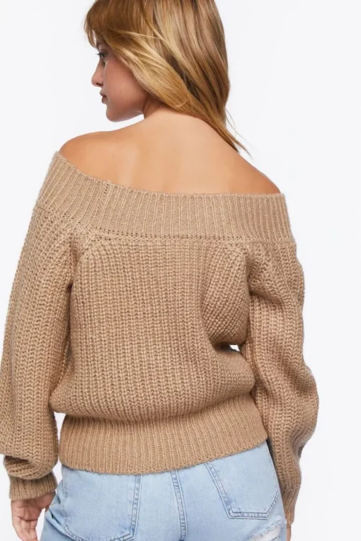 Purl Knit Off-The-Shoulder Sweater