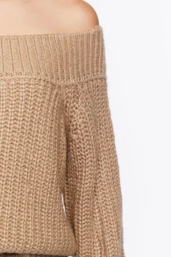 Purl Knit Off-The-Shoulder Sweater