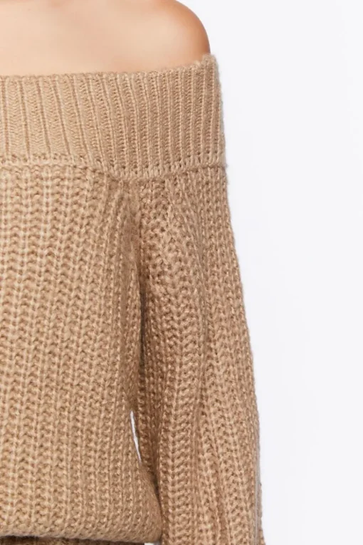 Purl Knit Off-The-Shoulder Sweater
