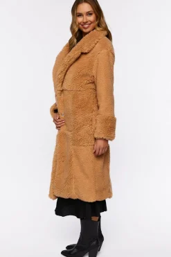 Quilted Faux Shearling Duster Coat