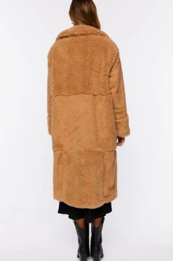 Quilted Faux Shearling Duster Coat