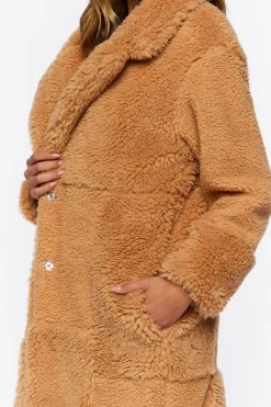 Quilted Faux Shearling Duster Coat
