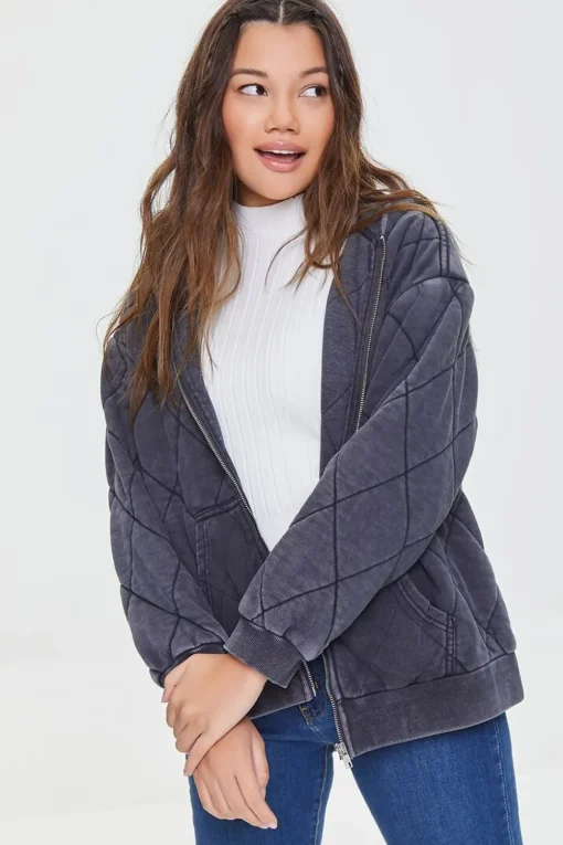 Quilted Zip-Up Hoodie
