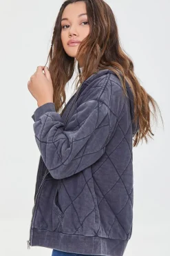 Quilted Zip-Up Hoodie