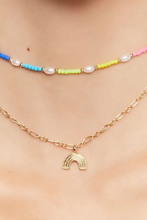 Rainbow Charm Necklace Set