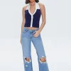 Recycled Cotton Distressed Straight-Leg Jeans