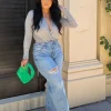 Recycled Cotton Distressed Straight-Leg Jeans
