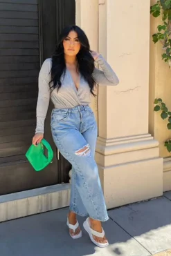 Recycled Cotton Distressed Straight-Leg Jeans