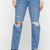 Recycled Cotton Distressed Straight-Leg Jeans