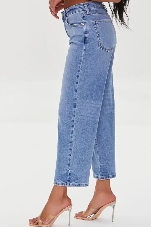 Recycled Cotton Distressed Straight-Leg Jeans