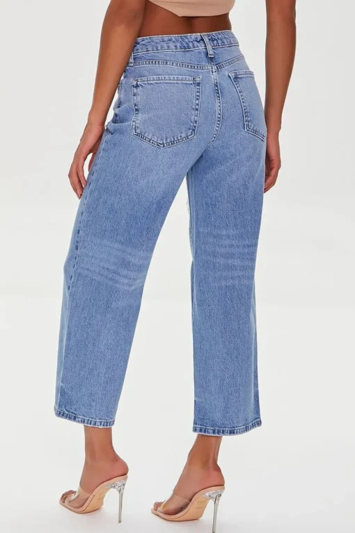Recycled Cotton Distressed Straight-Leg Jeans