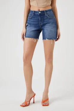 Recycled Cotton Frayed Denim Shorts