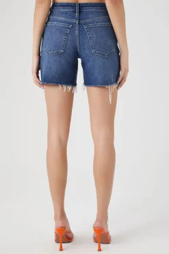 Recycled Cotton Frayed Denim Shorts