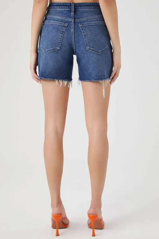 Recycled Cotton Frayed Denim Shorts