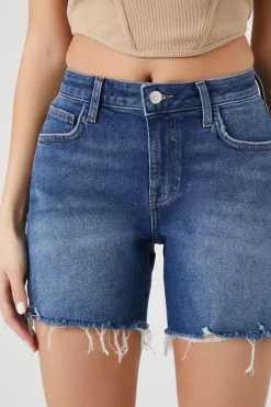 Recycled Cotton Frayed Denim Shorts