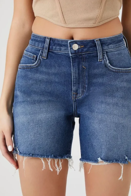 Recycled Cotton Frayed Denim Shorts