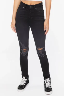Recycled Cotton High-Rise Distressed Jeans