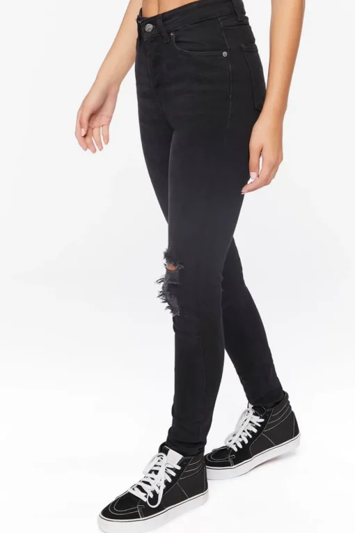 Recycled Cotton High-Rise Distressed Jeans