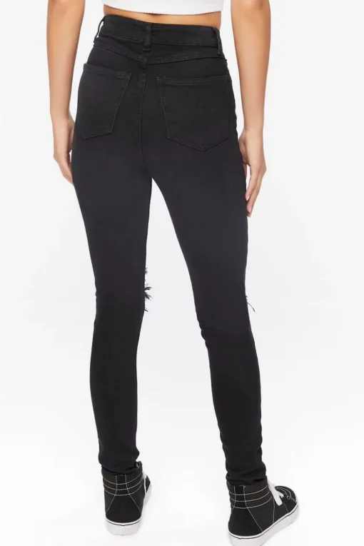 Recycled Cotton High-Rise Distressed Jeans