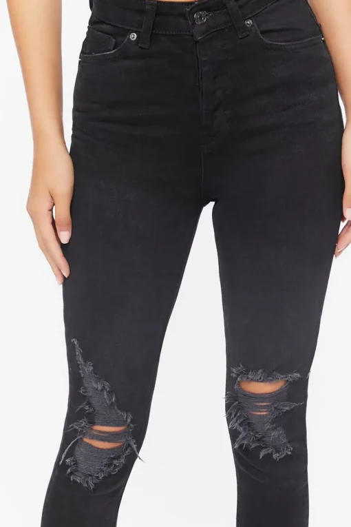Recycled Cotton High-Rise Distressed Jeans