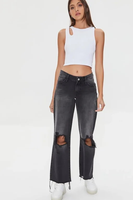 Recycled Cotton Low-Rise Straight-Leg Jeans