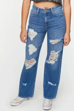 Recycled Cotton 90S-Fit Distressed Jeans