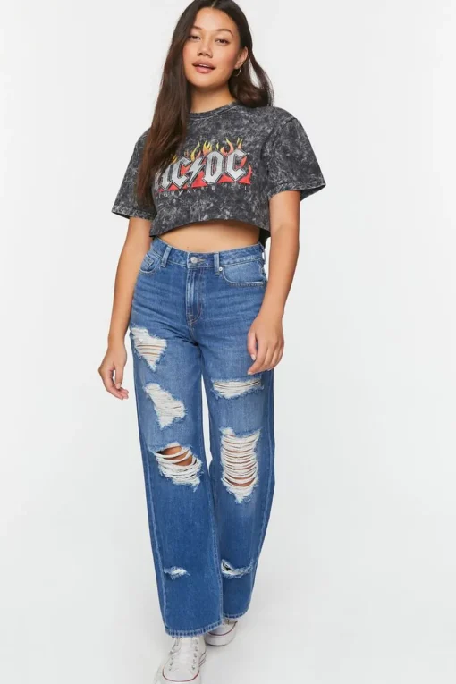 Recycled Cotton 90S-Fit Distressed Jeans