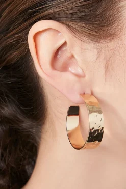 Recycled Metal Hammered Hoop Earrings