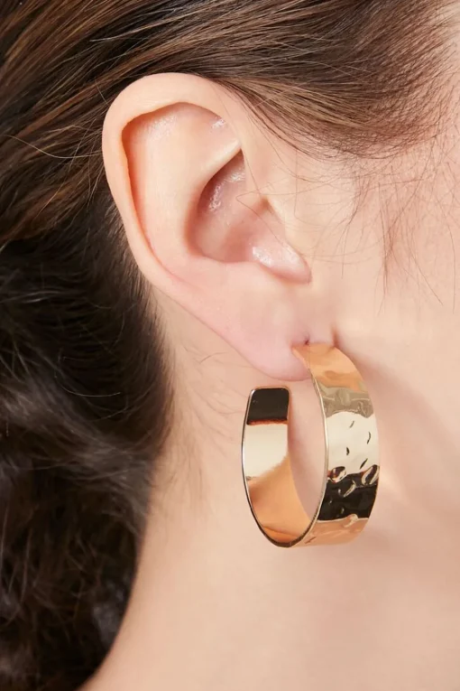 Recycled Metal Hammered Hoop Earrings