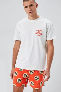 Recycled Nylon Palm Tree Print Swim Trunks