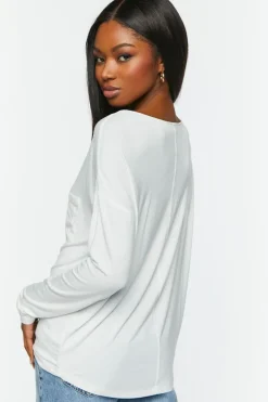 Relaxed Scoop-Neck Long-Sleeve Top