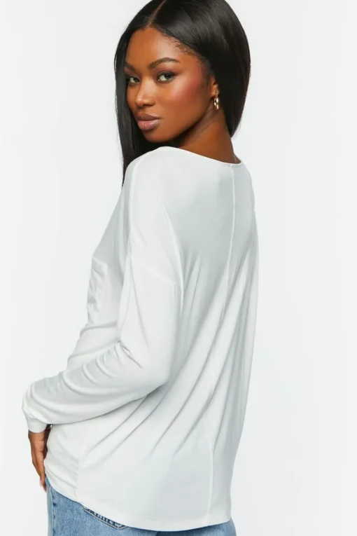 Relaxed Scoop-Neck Long-Sleeve Top