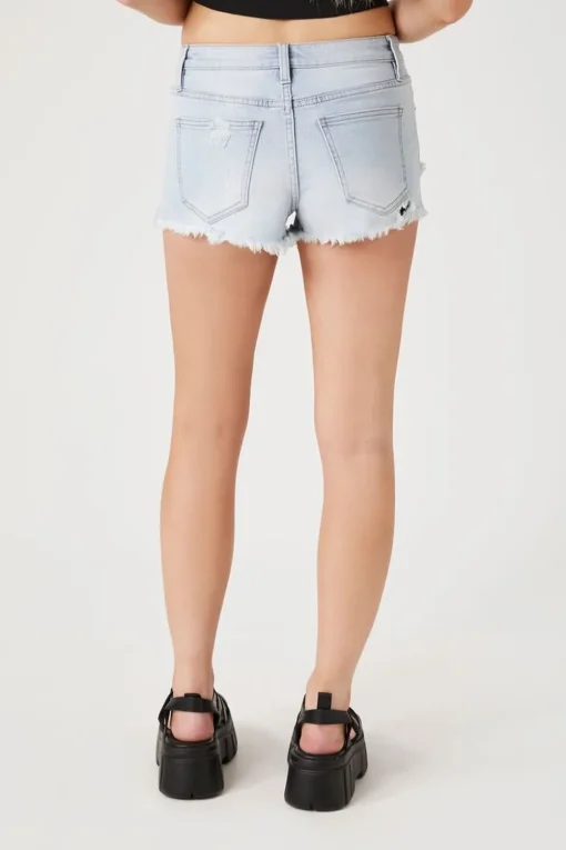 Retro High-Rise Lace Denim Shorts