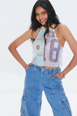 Reworked Boston Graphic Crop Top
